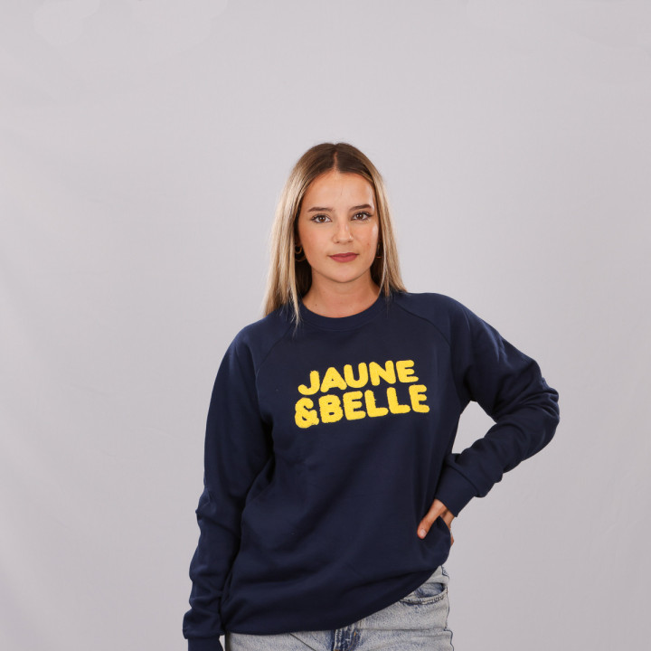 Pull femme col rond jaune et belle ASM Clermont